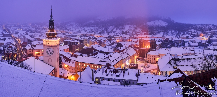 Zimní Mikulov z Břitové věže